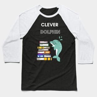 Funny dolphin in glasses reading books Baseball T-Shirt